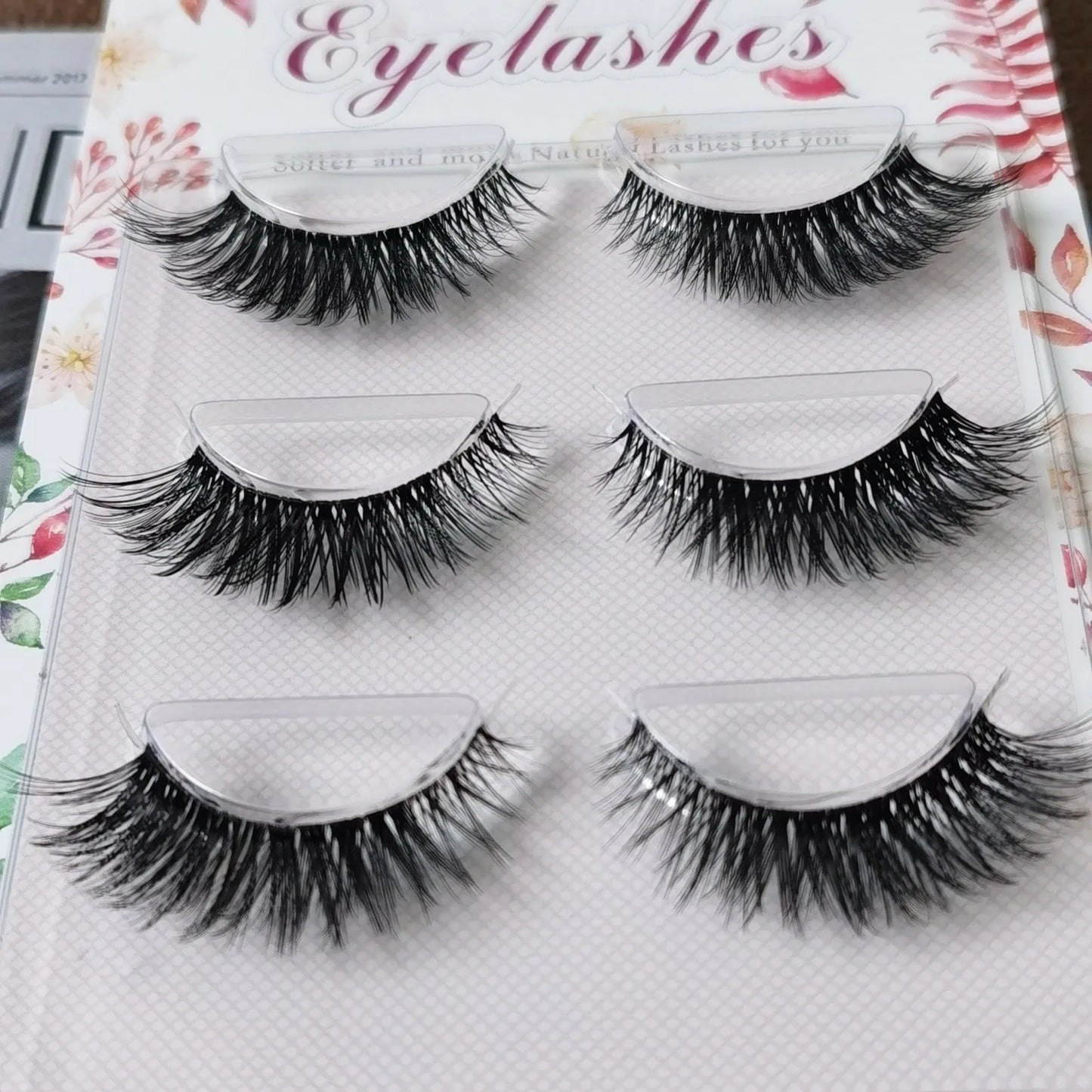 Manga Lashes 5/3Pairs Natural False Eyelashes Full Strip Clear Band Wispy Mink Lashes cosplay Daily Dating Korean Make Up Tools - mercato-e.com