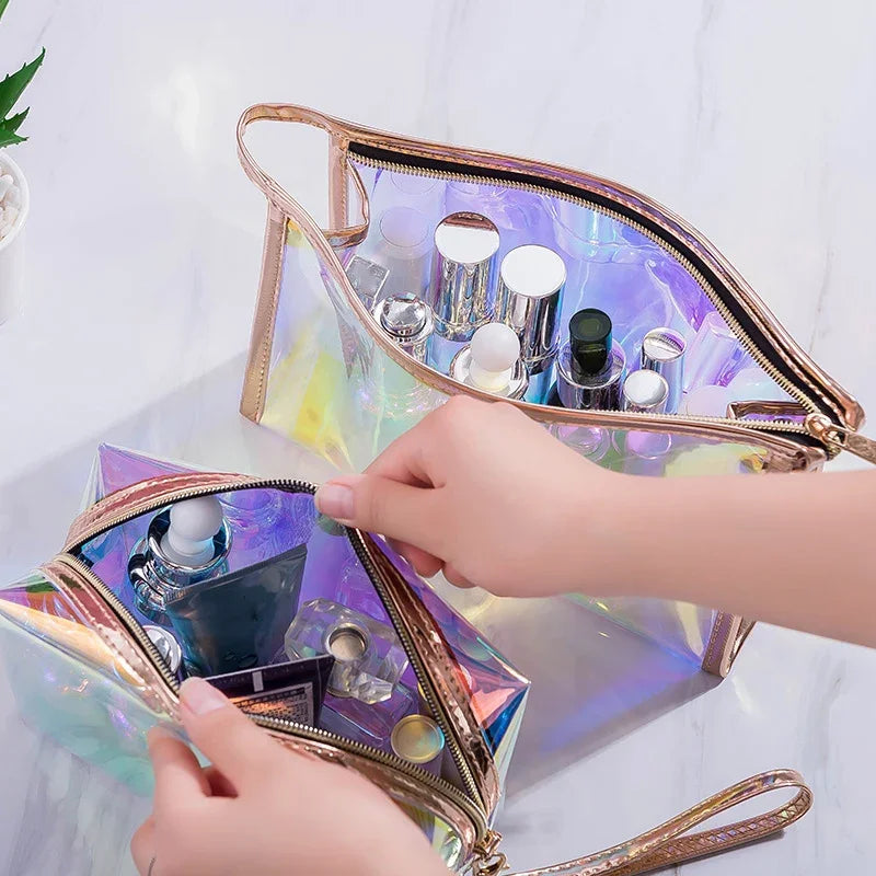 Makeup Bags Transparent Pretty Fashion Laser Travel Cosmetic Bag Toiletry Brush Bags Organizer Necessary Case Wash Make Up Box - mercato-e.com