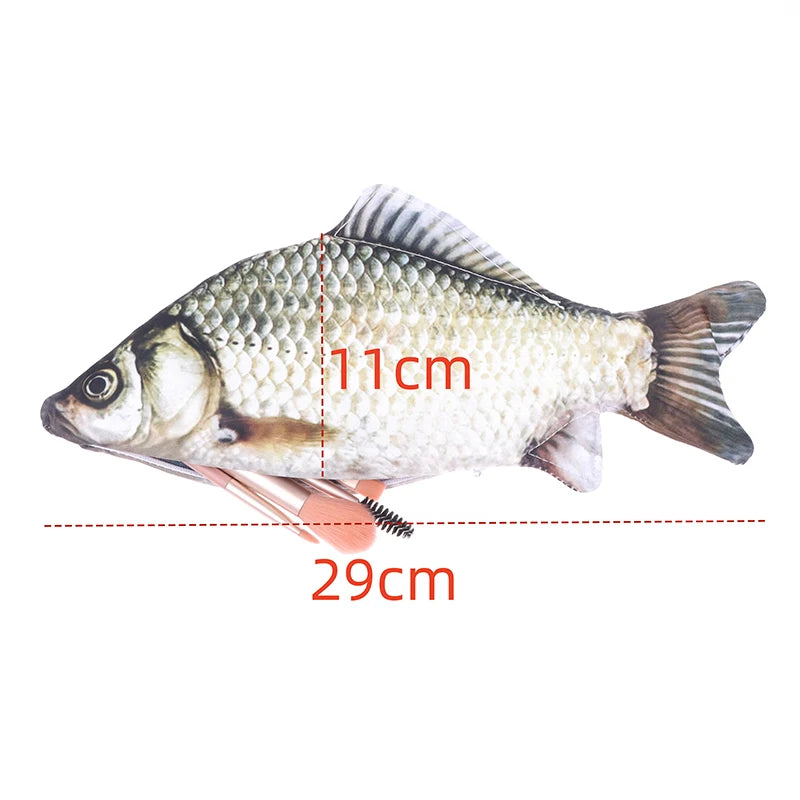 1PC Crucian Carp Pen Bag Realistic Fish Shape Make-up Pouch Pen Pencil Case With Zipper Back To School Pencil Pouch Pencil Bag - mercato-e.com