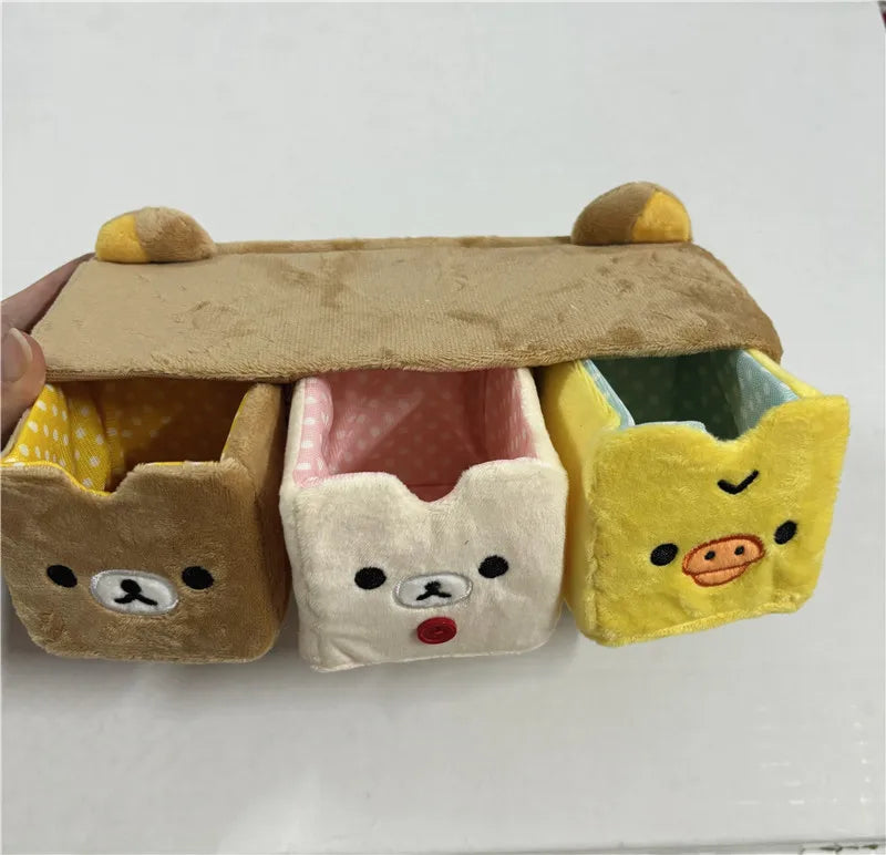 New Cute Rilakkuma Bear Plush Desktop Storage Box Kids Girls Stuffed Make up Bags Cosmetic Case For Women - mercato-e.com