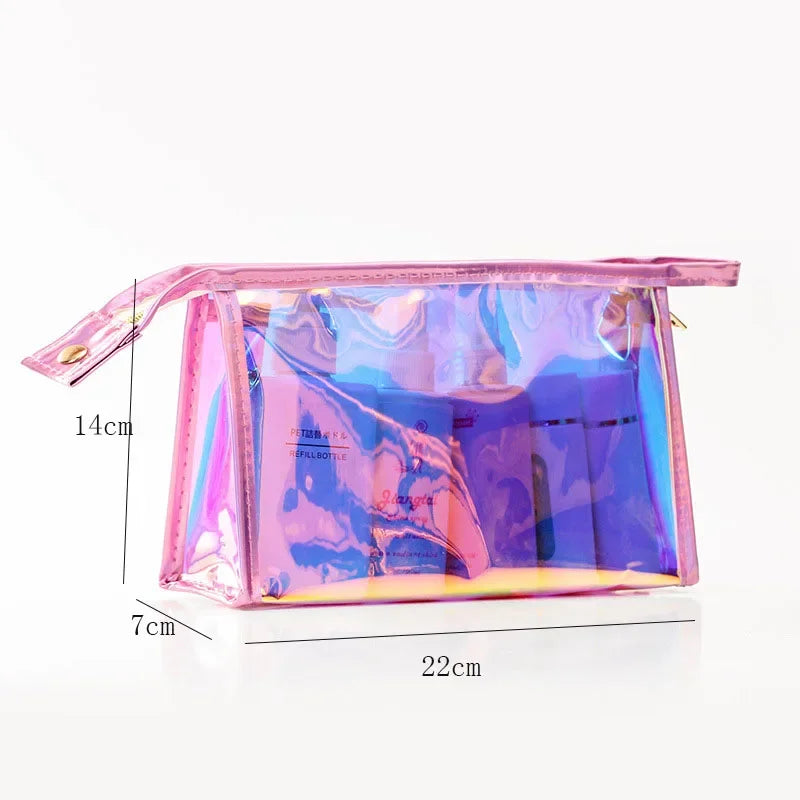 Makeup Bags Transparent Pretty Fashion Laser Travel Cosmetic Bag Toiletry Brush Bags Organizer Necessary Case Wash Make Up Box - mercato-e.com