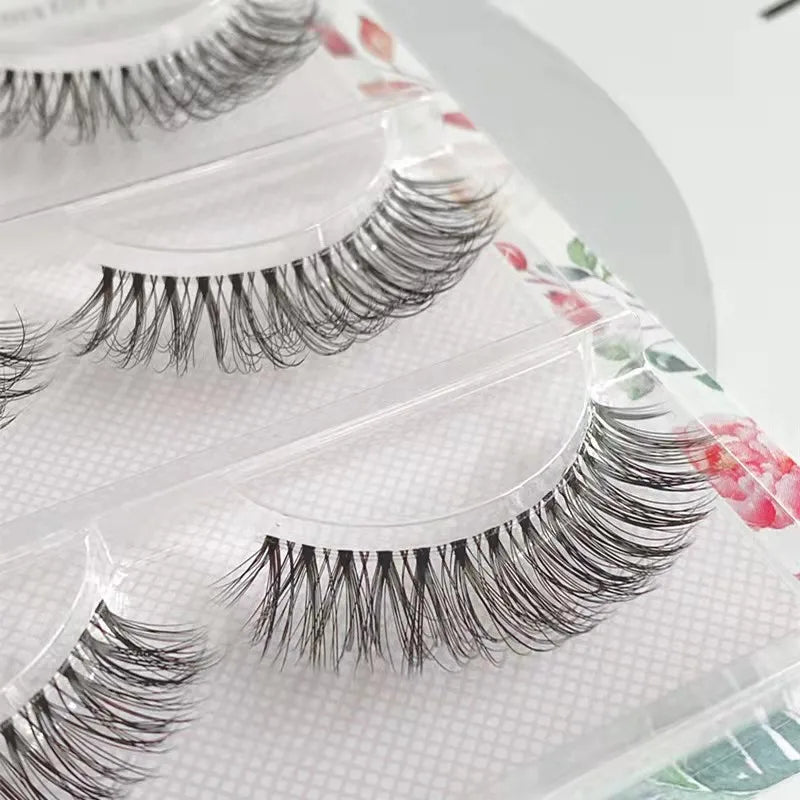 Manga Lashes 5/3Pairs Natural False Eyelashes Full Strip Clear Band Wispy Mink Lashes cosplay Daily Dating Korean Make Up Tools - mercato-e.com