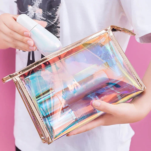 Makeup Bags Transparent Pretty Fashion Laser Travel Cosmetic Bag Toiletry Brush Bags Organizer Necessary Case Wash Make Up Box - mercato-e.com