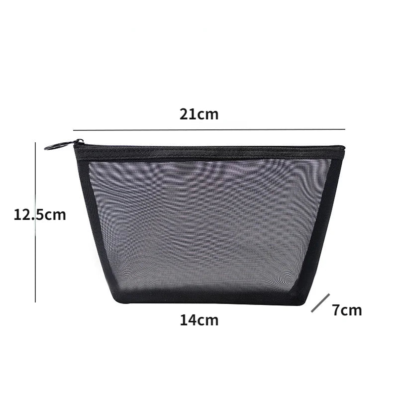 Fashion Black Dot Transparent Mesh Cosmetic Bag New Zipper Women Travel Toiletry Wash Makeup Bag Storage Case Make Up Bags - mercato-e.com