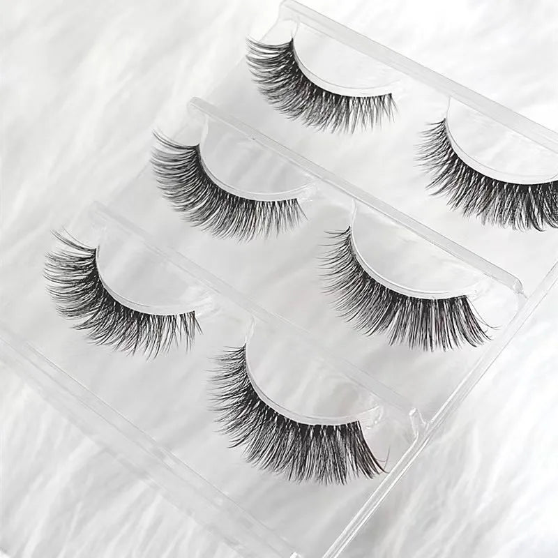 Manga Lashes 5/3Pairs Natural False Eyelashes Full Strip Clear Band Wispy Mink Lashes cosplay Daily Dating Korean Make Up Tools - mercato-e.com