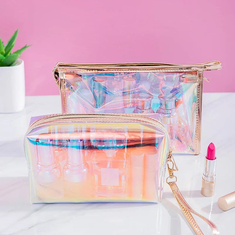 Makeup Bags Transparent Pretty Fashion Laser Travel Cosmetic Bag Toiletry Brush Bags Organizer Necessary Case Wash Make Up Box - mercato-e.com