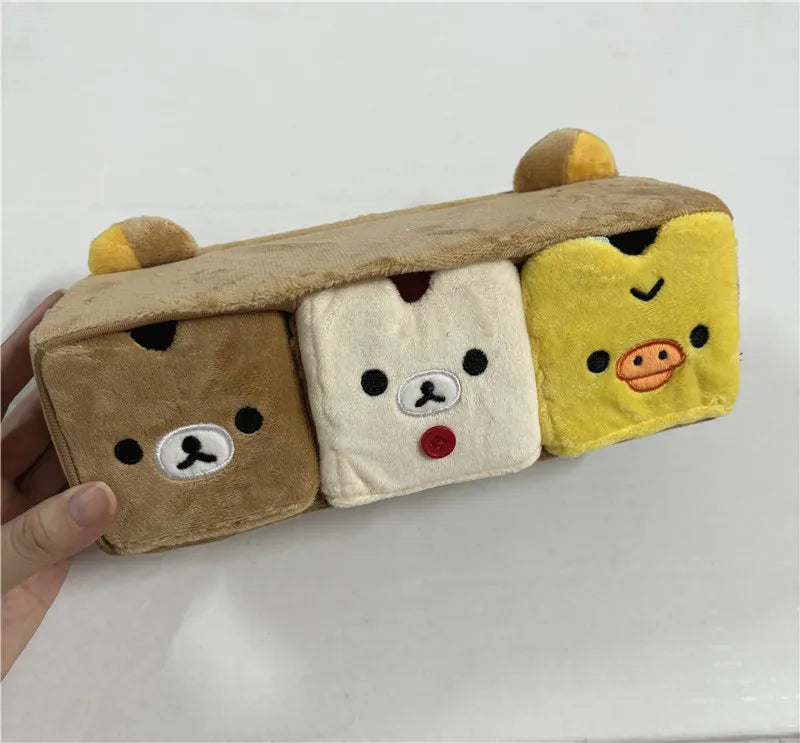 New Cute Rilakkuma Bear Plush Desktop Storage Box Kids Girls Stuffed Make up Bags Cosmetic Case For Women - mercato-e.com