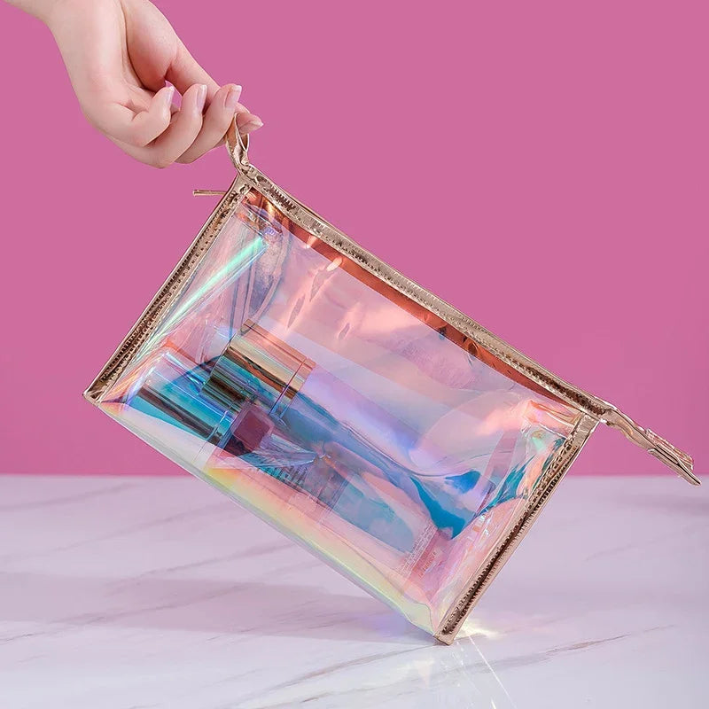 Makeup Bags Transparent Pretty Fashion Laser Travel Cosmetic Bag Toiletry Brush Bags Organizer Necessary Case Wash Make Up Box - mercato-e.com