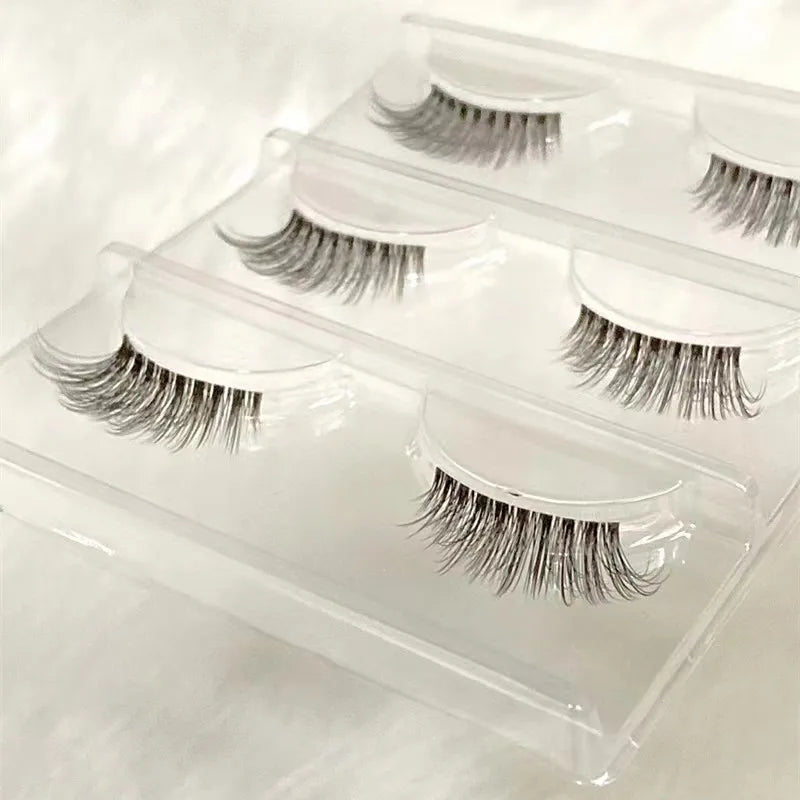 Manga Lashes 5/3Pairs Natural False Eyelashes Full Strip Clear Band Wispy Mink Lashes cosplay Daily Dating Korean Make Up Tools - mercato-e.com