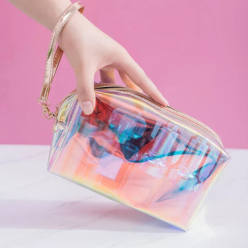 Makeup Bags Transparent Pretty Fashion Laser Travel Cosmetic Bag Toiletry Brush Bags Organizer Necessary Case Wash Make Up Box - mercato-e.com