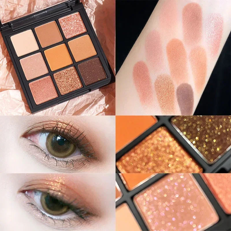 9-Color Eye Shadow Palette Glitter Pearly Eyeshadow Palette Nude Long Lasting Korean Charming Eyes Make Up Palette Cosmetics - mercato-e.com