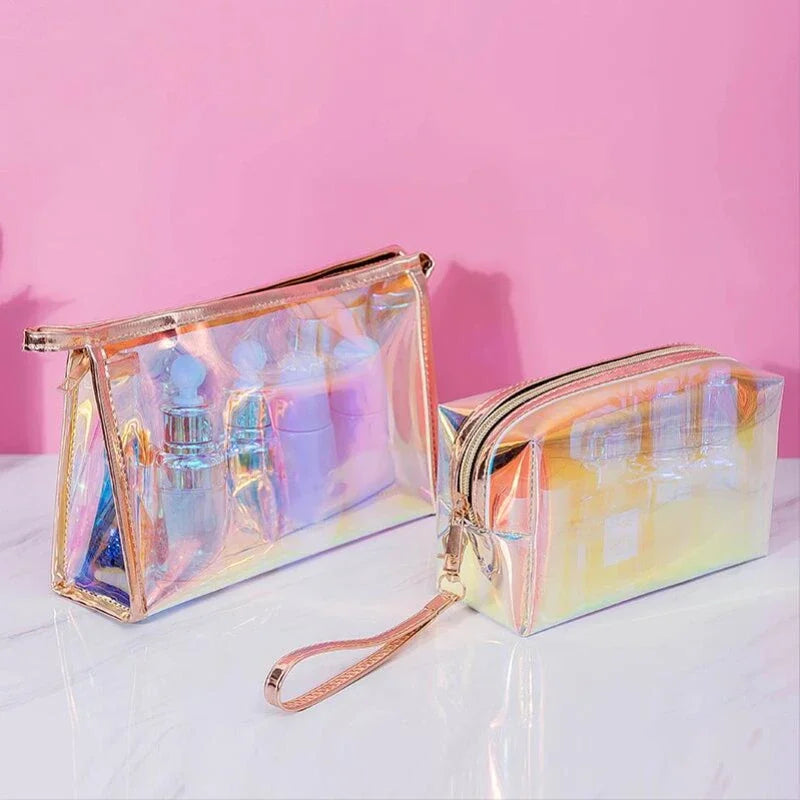 Makeup Bags Transparent Pretty Fashion Laser Travel Cosmetic Bag Toiletry Brush Bags Organizer Necessary Case Wash Make Up Box - mercato-e.com