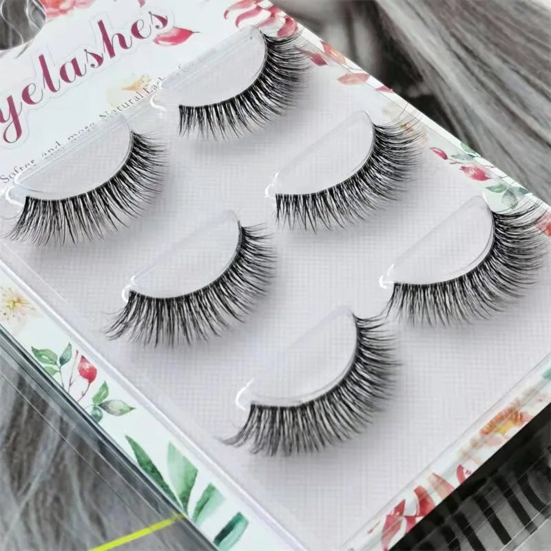 Manga Lashes 5/3Pairs Natural False Eyelashes Full Strip Clear Band Wispy Mink Lashes cosplay Daily Dating Korean Make Up Tools - mercato-e.com